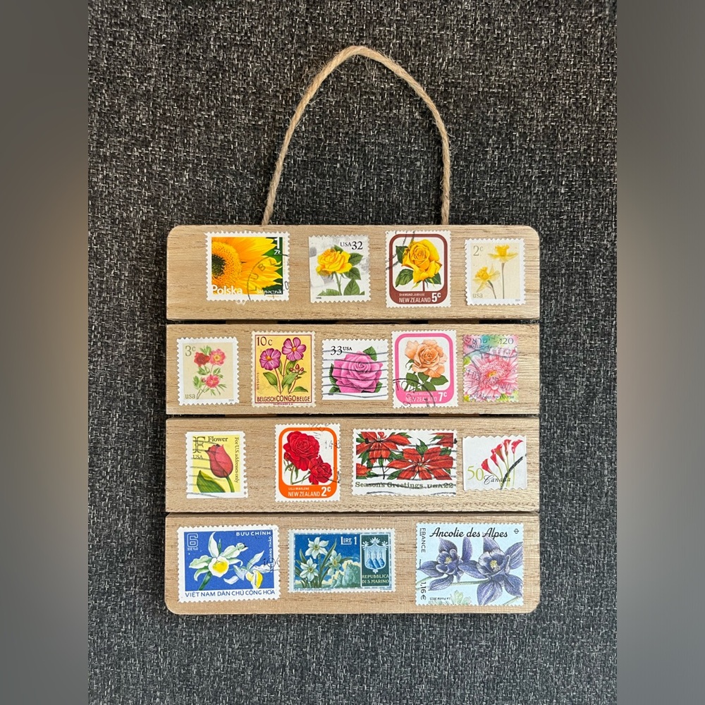Decorative Stamp Wall Hanging with Floral Designs